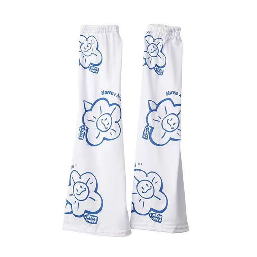 Dixing (DIXING) cute cartoon loose bell sleeves sun protection sleeves for women ins style students breathable spring and summer sun protection arm ice sleeves pure white trumpet ice sleeves