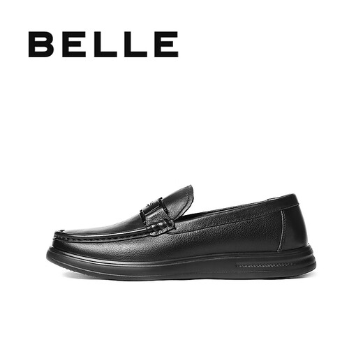 Belle casual business loafers men's 25 autumn cow leather slip-on beanie shoes A2130CM5 black 42