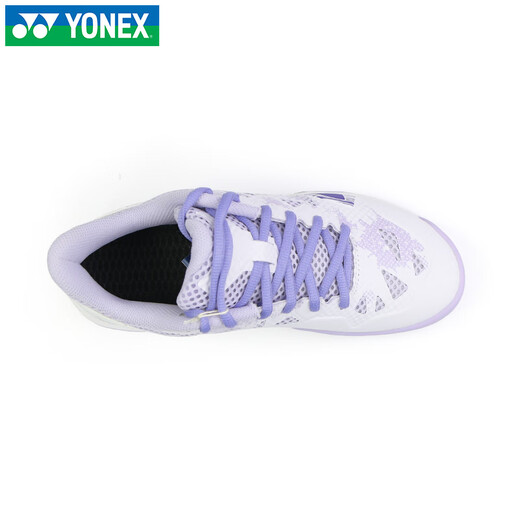 YONEX YY badminton shoes new breathable non-slip shock-absorbing wear-resistant competition men's and women's wide-last sports shoes ELZ3L white/purple women's regular version 39 (245mm)