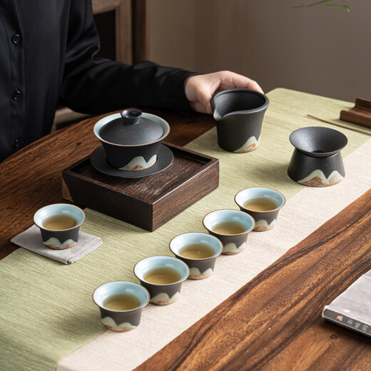SUSHI CERAMICS tea set hand-painted glaze color Sancai tureen Kung Fu tea set gift box tea set J0333
