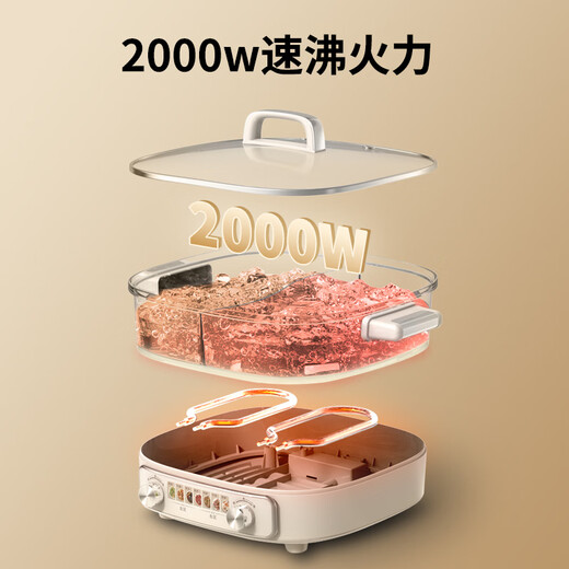 利仁（Liven）电火锅鸳鸯锅家用火锅专用锅多功能锅6升大容量多用途锅电煮锅涮肉锅火锅锅DHG-J686Y