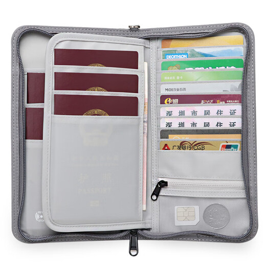 Clcey Cepillado antirrobo Pasaporte simple Almacenamiento de viajes Certificado en el extranjero Billetera Ticket Air Tarjeta multifunción Bolsa de identificación para hombres