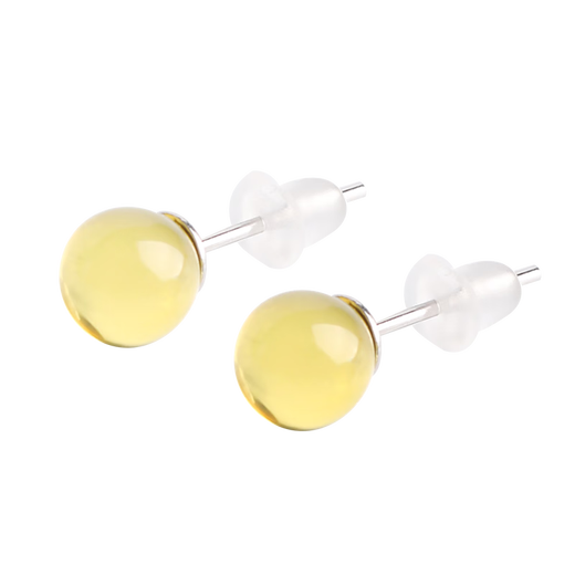 MUJUE Blue Amber Earrings, Amber Earrings, Beeswax Earrings, Women's Versatile Birthday Gift, Silver-Inlaid Earrings, 925 Silver for Girlfriend, Pair of Earrings