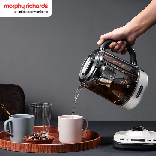 Morphyrichards Health Pot Tea Maker Tea Pot Intelligent Lift Electric Kettle Kettle Electric Kettle Mini Glass Flower Teapot Black Tea 1.7L MR6088 White