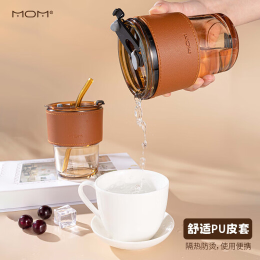 MOM coffee cup straw cup with lid straw glass water cup 6127