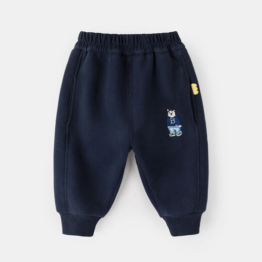 Dudu's baby velvet pants winter velvet children's thickened trousers boys and children's clothing warm girls winter clothing navy blue