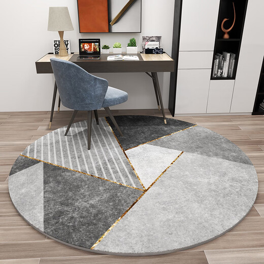 Gudie thickened round carpet home coffee table mat computer swivel chair hanging basket modern light luxury living room Internet celebrity CH-YY016-loop pile cotton bottom thickened short velvet comfortable round diameter 100cm upgraded three-proof fabric