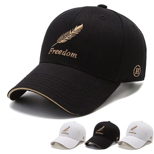 Pengjing Hut Männer und Frauen Four Seasons New Baseball Cap Korean Style Trendy Outdoor Outdoor Casual Fashion Feder besticktes vielseitige Baseballmütze Federschwarz