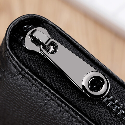 Monbers Real Cowhide Car Box Men's Anti-Demagnetization High-end Card Clip Ultra-Thin Anti-Theft Clip Card Clip Large Capacity Women's Card Clip Simple Black (12 Cards + 2 Functions)