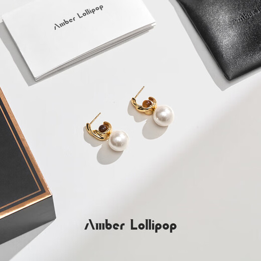 Amber Lollipop Wang Yuwen's same style pearl earrings for women light luxury earrings earrings anniversary birthday gift for girlfriend and wife gold-Yuyuan