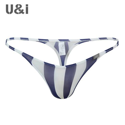 U&I men's sexy thong one-piece upward bag ultra-thin ice silk trendy pattern brand underwear 1117-P black X red dots 1 pair 2XL