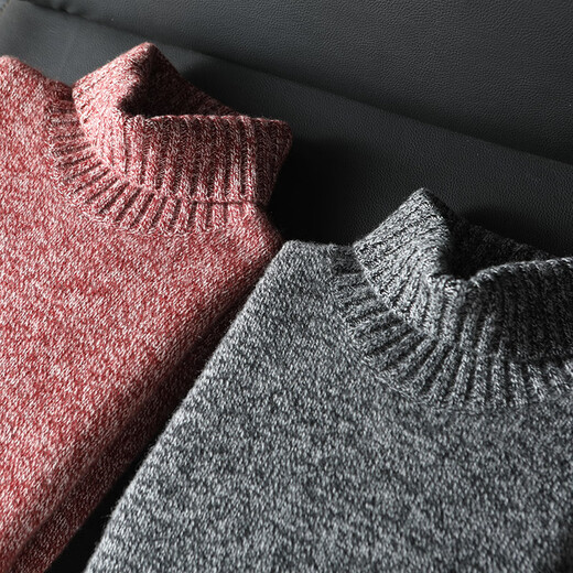 Pash Men's Cashmere Sweater 100% Cashmere 24 Autumn and Winter New Style Flower Turnis Neck Thicken Knitted Sweater TRC-1477 Flower Turnis Red 2XL