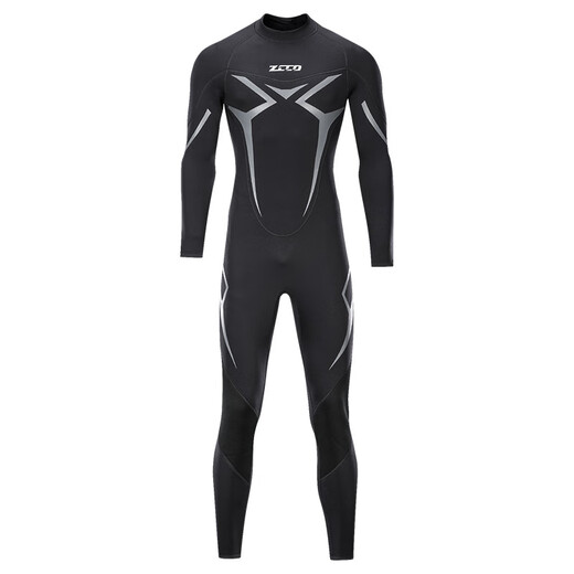 ZCCO3mm wetsuit one-piece men's thermal elastic wear-resistant wetsuit cold-proof wetsuit winter swimming swimsuit SCR black L