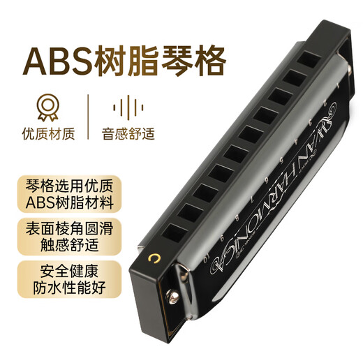 天鹅（SWAN）10孔布鲁斯口琴升级款黑色C调