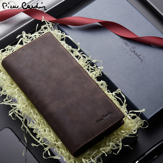 Pier Cardin Wallet Herren Lange Leder Mode Retro Multi-Card-Brieftasche Neue Cowide Business Herren Brieftasche [Langstil-Kaffee-Farbe] Kollektion und Kauf, um Prioritätsdelieferung zu genießen
