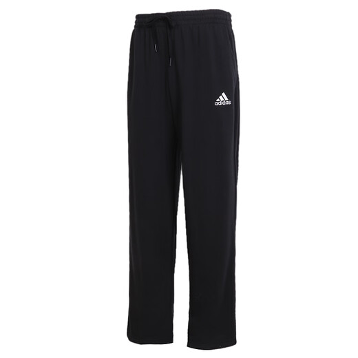 阿迪达斯（adidas）官网官方男裤 户外运动裤三条纹健身跑步长裤束脚休闲裤灰色卫裤 GK9273-刺绣logo/偏大直筒 L