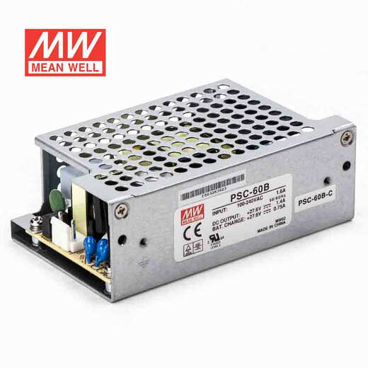Taiwan MEAN WELL 60W battery charger power supply PSC-60 single output UPS function international safety certification PSC-60B-C 27.6V1.4A/0.75A with input/output line