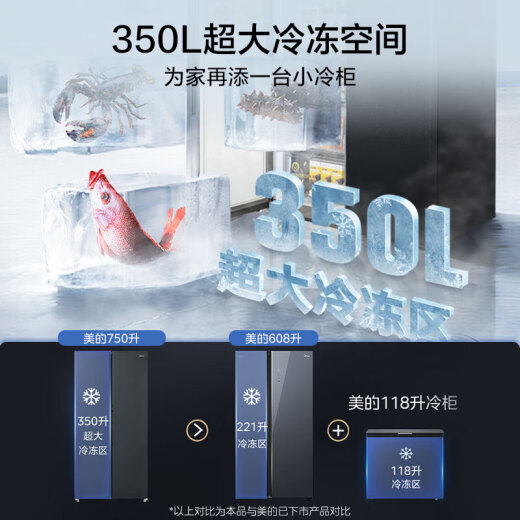 
Midea 60cm ultra-thin double door double doors zero distance embedded at bottom heat dissipation air-cooled frost-free first-class dual frequency converter refrigerator 655mm depth 750 liter zero-embedded MR-787WUKPZE