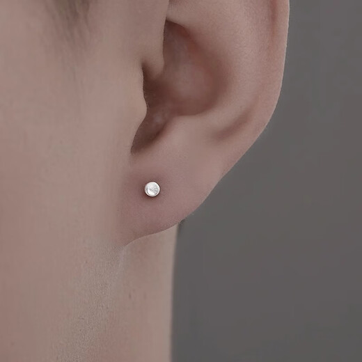 Mansheng Pure 999 Pure Silver Ear Hole Earrings Men's Trendy Personalized Ear Bone Nails 2026 New Single Earrings Men's Earrings One Black Earrings Whole Body 999 Pure Silver