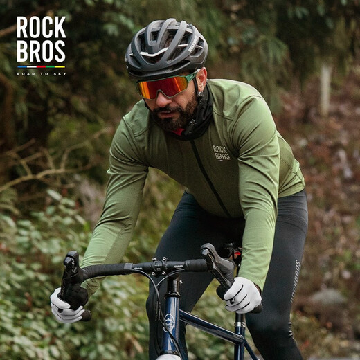 Locke Brothers Cycling Clothes Cycling Road Series Long Sleeve Tops Men's Autumn and Winter Warm Road Cycling Sportswear Black XL