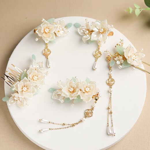 Peerless Love Camellia Hanfu Headdress Tassel Step Shake Hairpin Ancient Style Super Fairy Hair Crown Complete Set of Women's Ancient Costume Hairpin Hairpin Hair Accessories