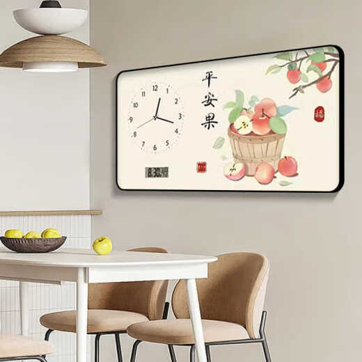 感画平安喜乐万年历电子钟餐厅装饰画客厅家用表挂画钟表日历静音时钟 JD14108万年历+钟表/黑指针 60*30（适合小餐厅） 水晶画面pvc黑边