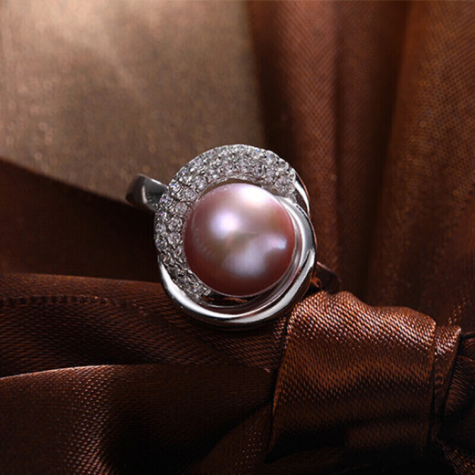 Demi Jewelry Large Full Pearl Pink Purple Freshwater Pearl Ring S925 Silver 9-10mm