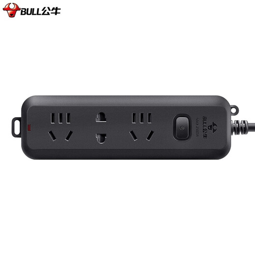 BULL socket/B8 series black with child protection door new national standard socket/socket/socket strip three-position master control total length 1.8 meters GN-B8120H