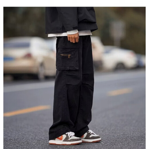 POUM men's autumn and winter long pants men's trendy brand 2025 new overalls men's vibe style straight casual pants men SM-DS19 dark gray 2XL 135-150Jin Jin is equal to 0.5kg The size is too small. It is recommended to take a larger size