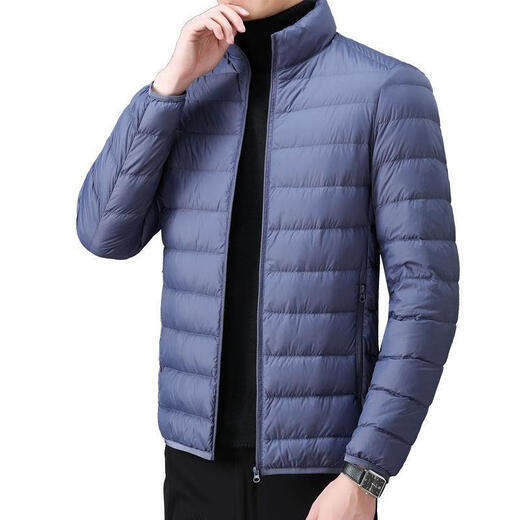 ACLOSMIL men's warm winter thin silk cotton jacket men's short casual stand-up collar top dad men's cotton coat black stand-up collar 3XL 140-155Jin Jin equals 0.5 kg