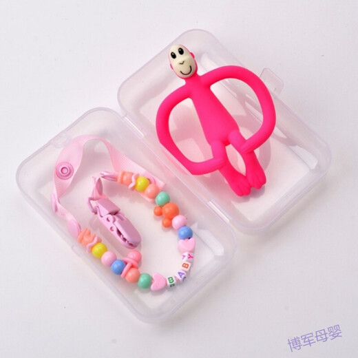 Baby Teether Toy Chewing Monkey Baby Chewing Fun Silicone Boiled 0-12 Months Pink Monkey (Storage Box)