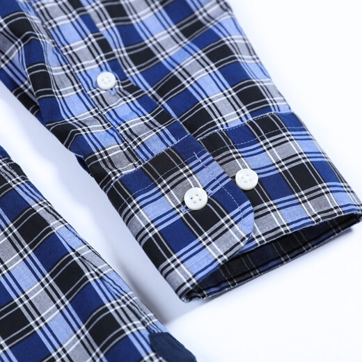 Mailyard/Melya Langarmes Hemd reine Baumwollgeschäftsmodes-Hemd Casual Plaid Long Futter 679 Blaues graues Netz M/40s
