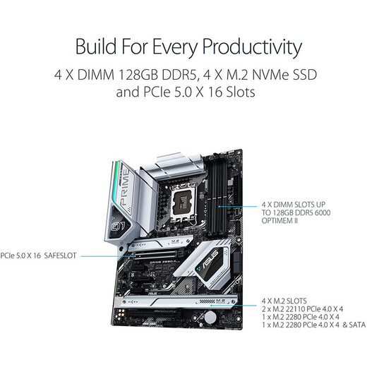 
Asus (ASUS) PRIME Z690-A motherboard AURA RGB lighting effect DDR5 ATX motherboard