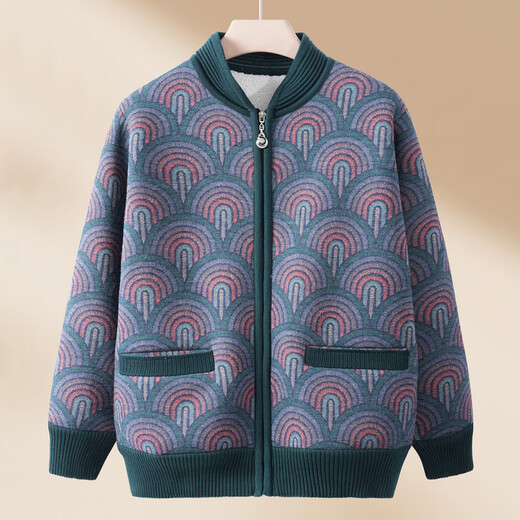 Fengxiao elderly autumn and winter warm tops for grandma spring velvet thickened knitwear small mother winter coat