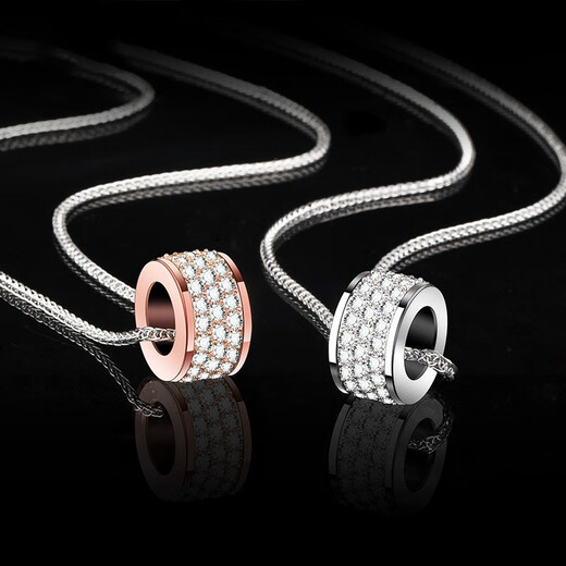 MZMZ platinum necklace men's pt950 fashionable platinum trend rotating pendant Valentine's Day birthday gift for boyfriend and husband local warehouse next day delivery light luxury rose color full diamond necklace