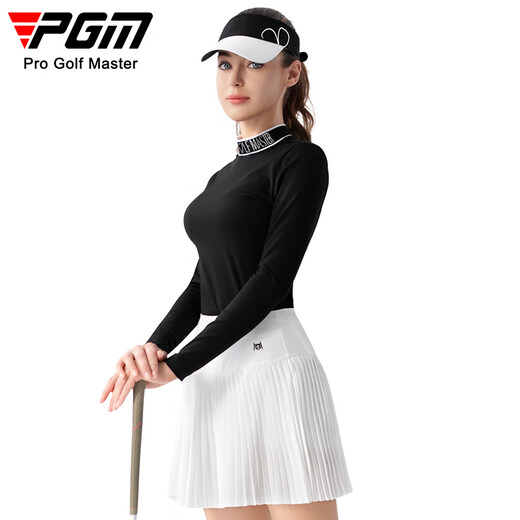 PGM高尔夫服装女装 女裙子百褶短裙 隐形拉链 赠送腰包 显大长腿 YF698-黑色【上衣】 L