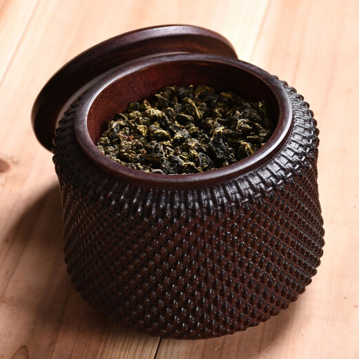 米囹红木茶罐实木质紫檀茶叶密封储存罐雕刻收纳盒茶叶桶便携精致编织 水滴大圆形直径18高 12170ml