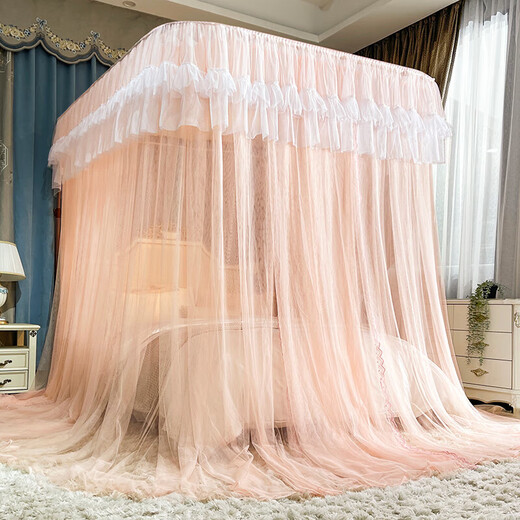 Antarctic people guide rail mosquito net blackout curtain integrated, fully enclosed, fully enclosed, mosquito net rack 1.8x2m home bedroom bed curtain, Guose Tianxiang-Jade color [anti-mosquito-proof and fall] 180x200cm [double-layer yarn integrated mosquito net]