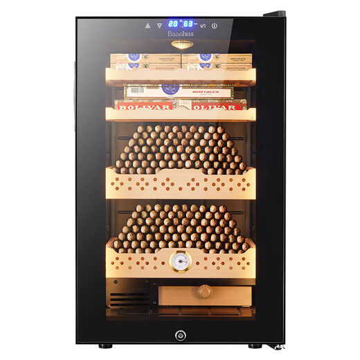 Bacchus cigar cabinet with humidity control constant temperature and humidity humidifier mini small household solid wood cedar wood alcohol maintenance naked maintenance red wine cigar maintenance energy-saving silent air cooling 5th generation constant humidity system + double side lights (2 naked maintenance + 2 box maintenance) 70L