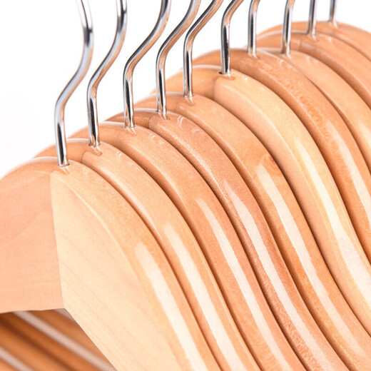 Jiayi solid wood clothes hanger suit clothes support dry and wet dual-use clothes hanger drying clothes rack solid wood color 10 pieces
