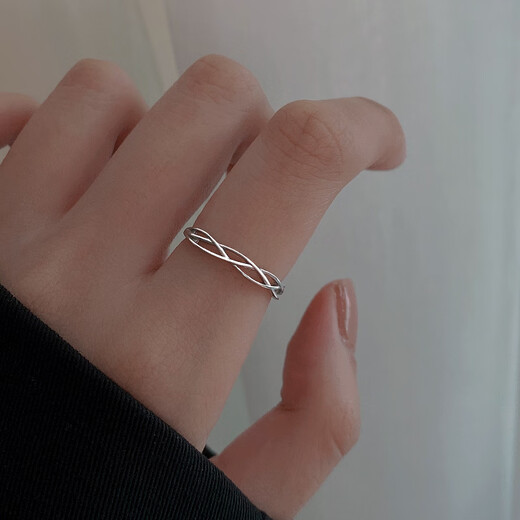 Yinao (yinao) 925 Sterling Silber Ring für Frauen Neues kleiner Pinky Index Finger Eins Ring Selbstdisziplin Heck Ring Geburtstag Valentinstag Geschenk für Selbstverletzungsring [Öffnung kann angepasst werden]