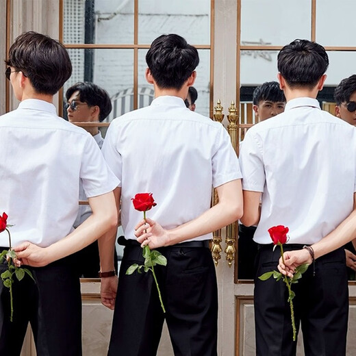 Xinhan Groomsmen's bester Anzug Brüder Anzug Hersteller Sommer langärmeliges Hemdanzug großer Bräutigam-Hemd weißes Hochzeitskleid langärmelig