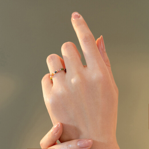 Hazel Orange Ultra-fine 2mm Citrine Ring for Women Fashionable Design Transfer Bead Tail Ring Index Finger Ring Small Fresh Holiday Gift 2mm Citrine Ring (One Size) R14