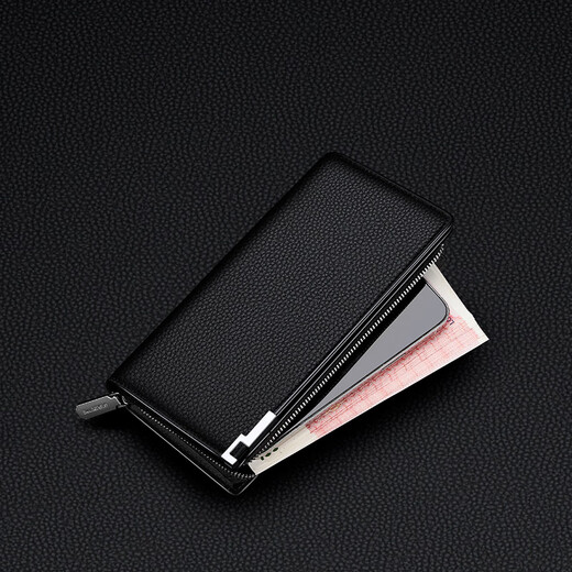 Plaston Paul Herren Brieftasche Langes High-End-echtes Leder großer Kapazität Kupplungsbeutel Mehrfach Kartenkartenbeutel ID Ordner Vatertag Geschenk Schwarzes Litschi Muster