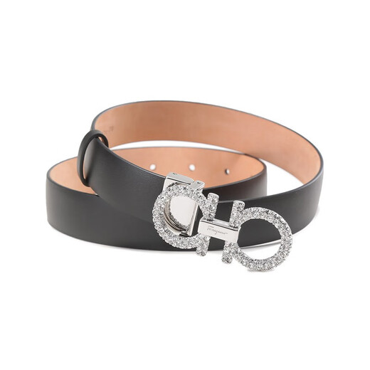 菲拉格慕（Ferragamo）新品 女士牛皮可裁剪水钻皮带腰带2.5cm礼物女 23B727 0717550 黑色 70/2尺-2尺3