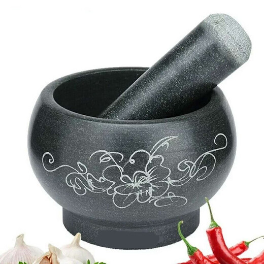 XJ bluestone mortar household mortar stone nest stone cup manual garlic press mortar medicine mortar retro Chinese medicine grinding medicine outer diameter 30cm