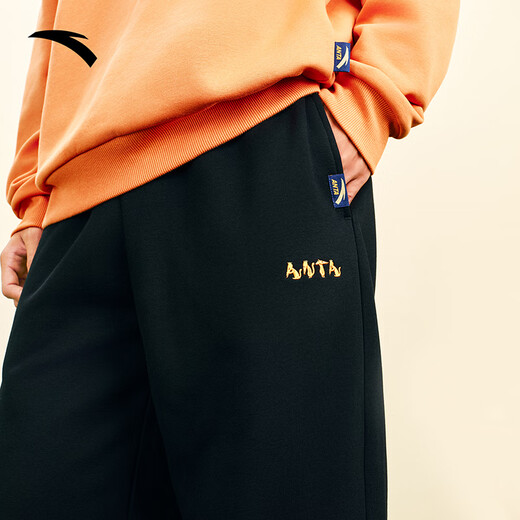 ANTA Fox Bu Collaboration | Velvet casual sports trousers for men in winter, warm, loose and interesting pattern trendy girdle pants