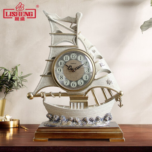 Lisheng Lisheng Lisheng Yifan glatte Uhr Home Wohnzimmer Einfache Uhr Chinesische kreative Ornament Uhr Große Tischuhr S983-81 (gebrochener Keramikblau)