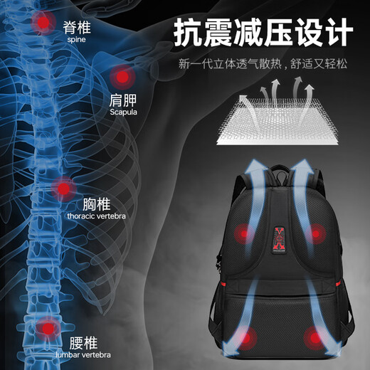 CROSSGEAR Swiss Army Sword Backpack Men's Travel Backpack Business Business Travel Large Capacity Computer Bag Junior High School Students School Bag Hot Sales NO.1 Large Size [Limited Upgrade Top-up]