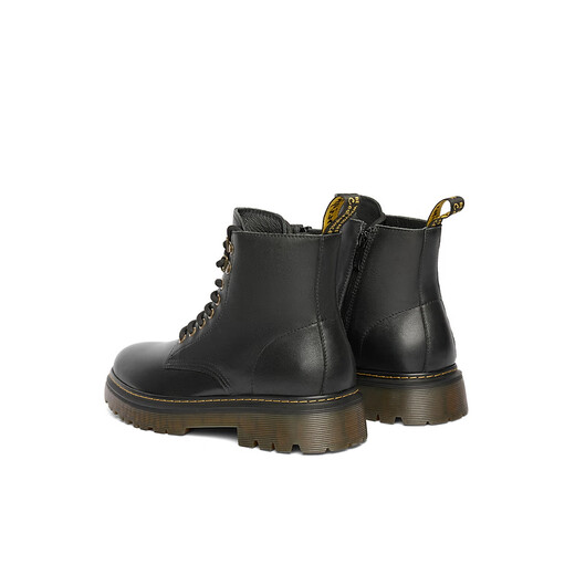 Belle modische modische Freizeitstiefel Herren Winter komfortable Cowhide Kurzstiefel Outdoor Martin Boots A1694DD4 Black-Furry 41 (255 mm)
